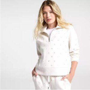 NWOT CALIA Women's Soft Scuba Mock Neck 1/4 Zip Cloud Cover